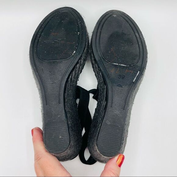 Pons Quintana Lydia Black Suede Espadrille Wedge Sandals - Picture 4 of 5